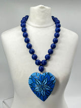 Recycled Wood Heart Big Bold Pendant Necklace