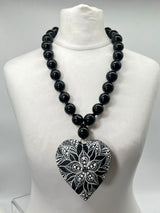 Recycled Wood Heart Big Bold Pendant Necklace