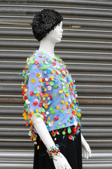 WEARABLE ART - HANDMADE RECYCLED PLASTIC BOTTLE PETAL SHORT JACKET - MULTI - Jianhui London