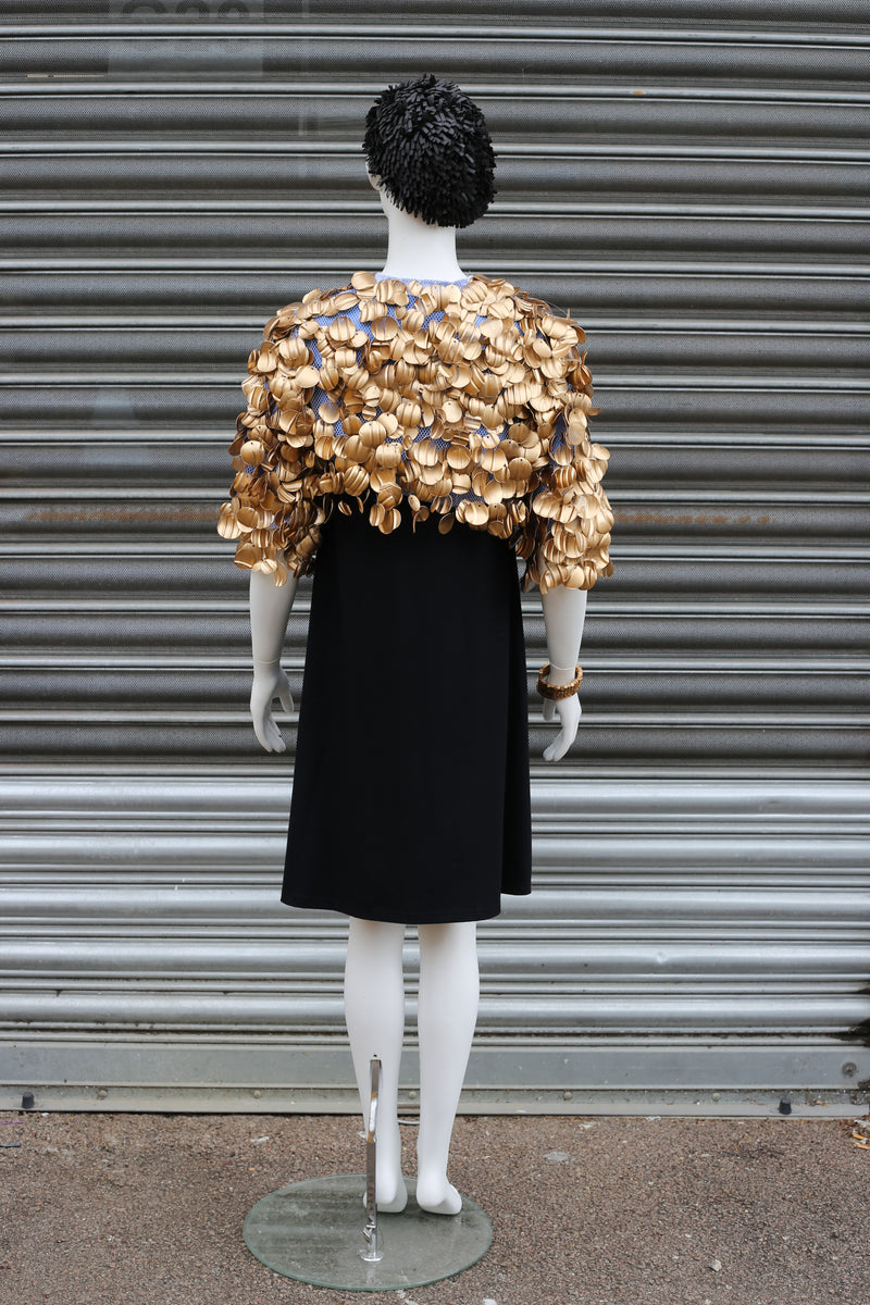 WEARABLE ART - HANDMADE RECYCLED PLASTIC BOTTLE PETAL SHRUG - Jianhui London