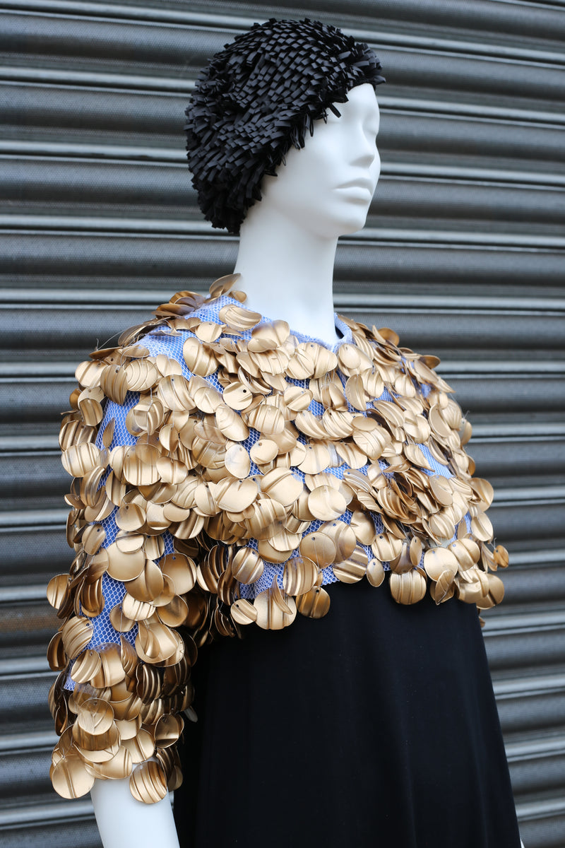 WEARABLE ART - HANDMADE RECYCLED PLASTIC BOTTLE PETAL SHRUG - Jianhui London