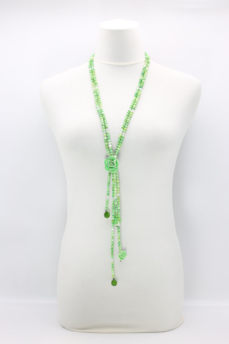 Rose clay with mother of pearls beads necklace