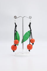 Wooden Beads & Recycled Plastic Bottle leaf Berry Earrings - Jianhui London