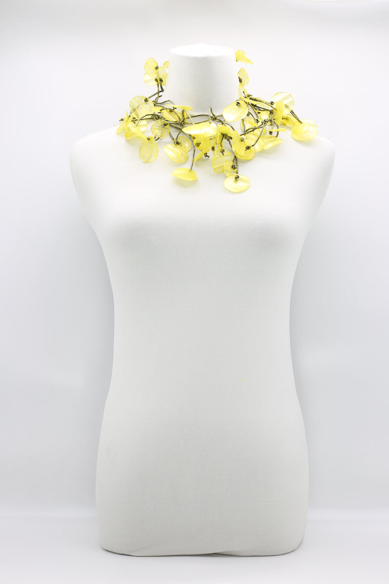 RECYCLED PLASTIC BOOTLES WATER LILY LEAF NECKLACES - HAND BRUSHED, LONG - Jianhui London