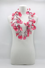 RECYCLED PLASTIC BOOTLES WATER LILY LEAF NECKLACES - HAND BRUSHED, LONG - Jianhui London