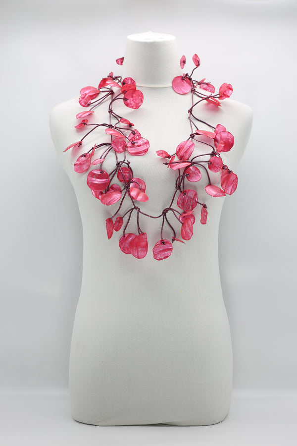RECYCLED PLASTIC BOOTLES WATER LILY LEAF NECKLACES - HAND BRUSHED, LONG - Jianhui London