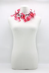 RECYCLED PLASTIC BOOTLES WATER LILY LEAF NECKLACES - HAND BRUSHED, LONG - Jianhui London