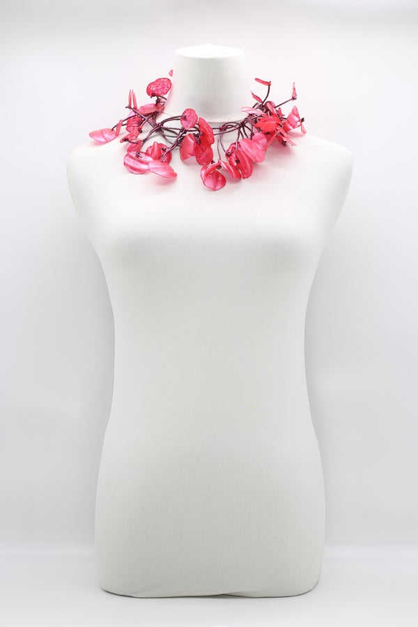 RECYCLED PLASTIC BOOTLES WATER LILY LEAF NECKLACES - HAND BRUSHED, LONG - Jianhui London
