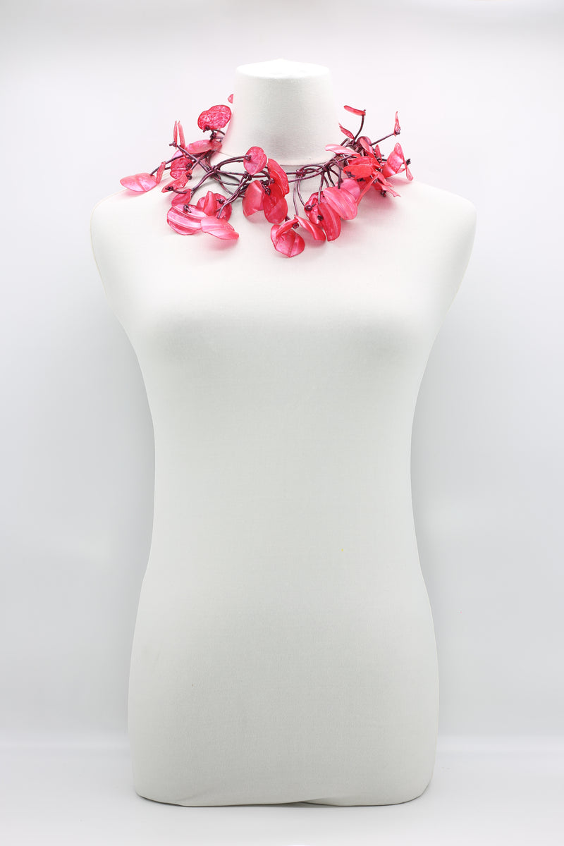 RECYCLED PLASTIC BOOTLES WATER LILY LEAF NECKLACES - HAND BRUSHED, LONG - Jianhui London