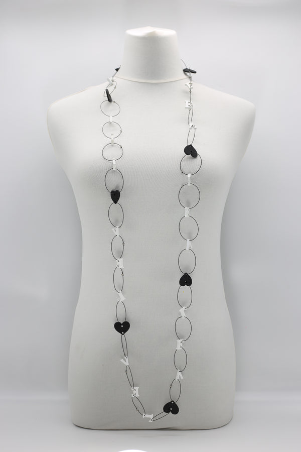 RECYCLED WOOD SMALL LOVE & HEART CHAIN NECKLACE - Jianhui London