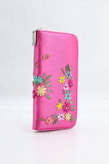Handmade Recycled Silk  Women's Wallet with Flower Embroidery