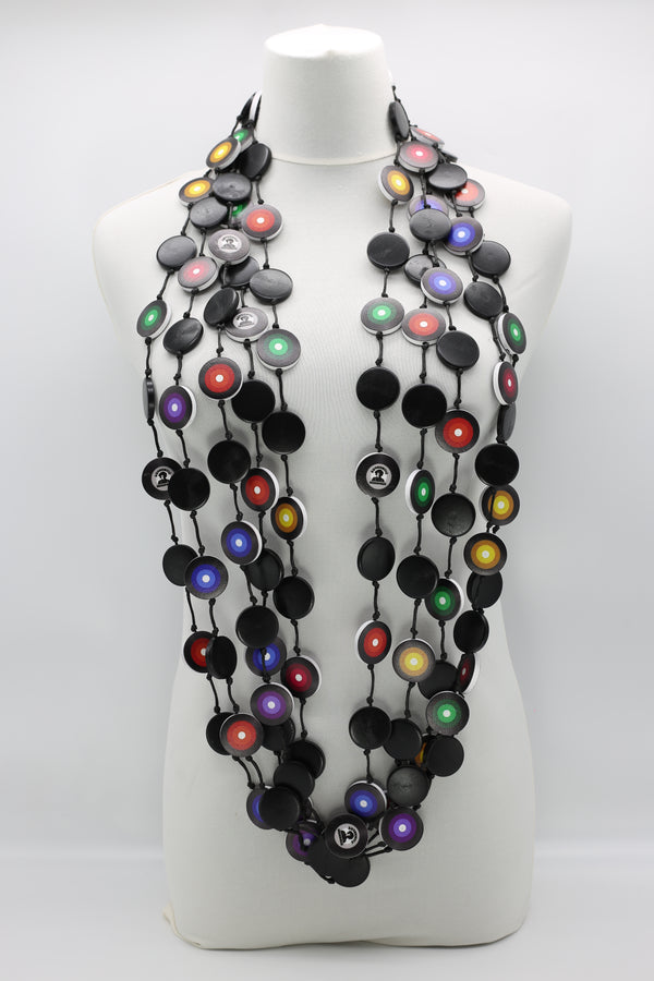 Jimi Hendrix Recycled Wooden Disks Neckace 5 Strand - Jianhui London