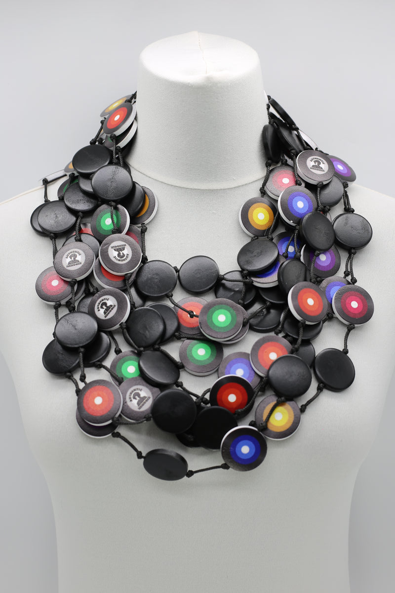 Jimi Hendrix Recycled Wooden Disks Neckace 5 Strand - Jianhui London