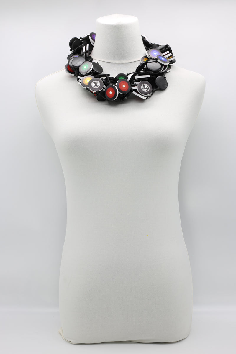 Jimi Hendrix Recycled Wooden Disks Neckace 5 Strand - Jianhui London