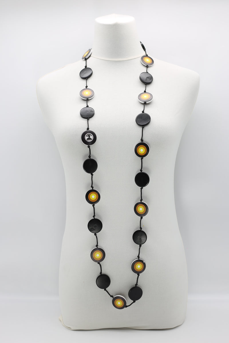 Jimi Hendrix Recycled Wooden Disks Neckace 5 Strand - Jianhui London