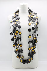 Jimi Hendrix Recycled Wooden Disks Neckace 5 Strand - Jianhui London