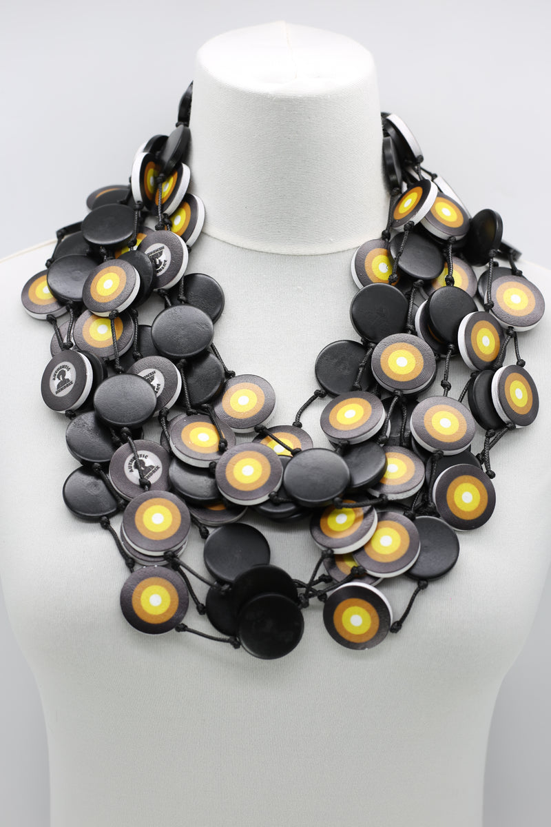 Jimi Hendrix Recycled Wooden Disks Neckace 5 Strand - Jianhui London