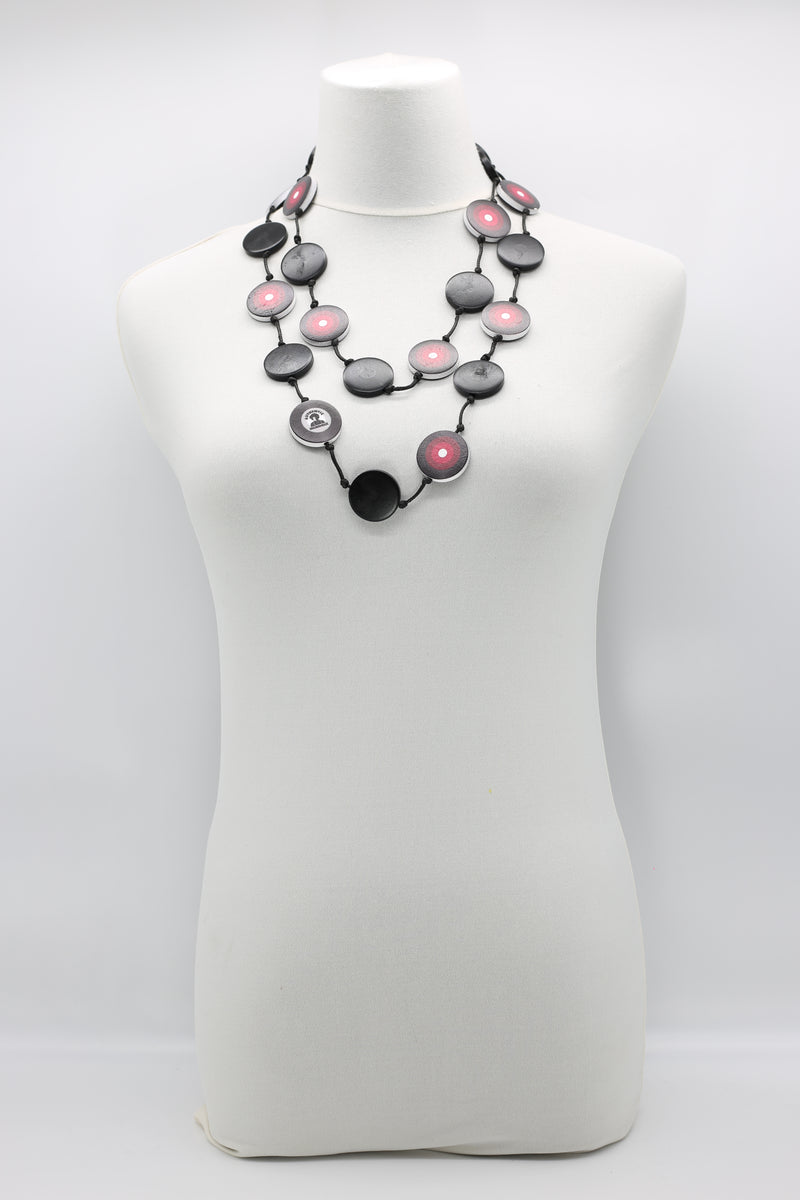 Jimi Hendrix Recycled Wooden Disks Neckace 5 Strand - Jianhui London