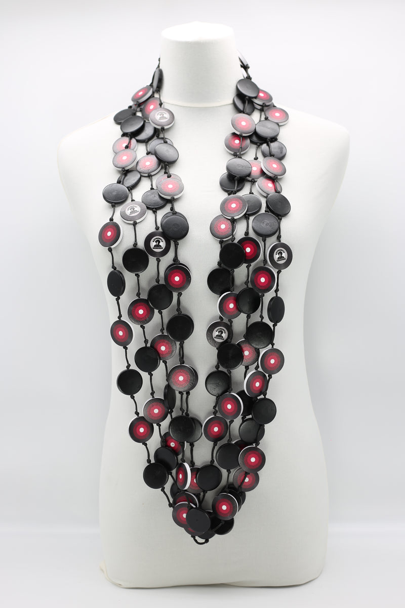 Jimi Hendrix Recycled Wooden Disks Neckace 5 Strand - Jianhui London