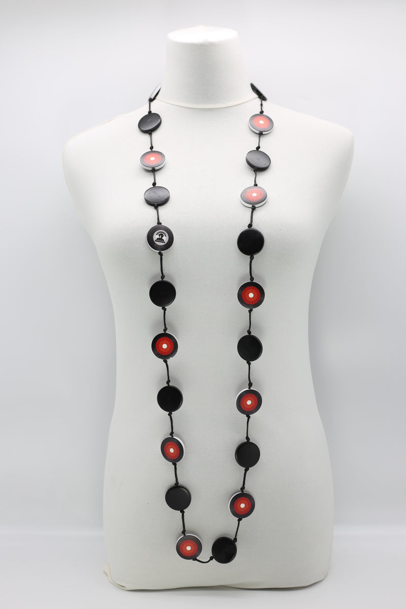 Jimi Hendrix Recycled Wooden Disks Neckace 5 Strand - Jianhui London