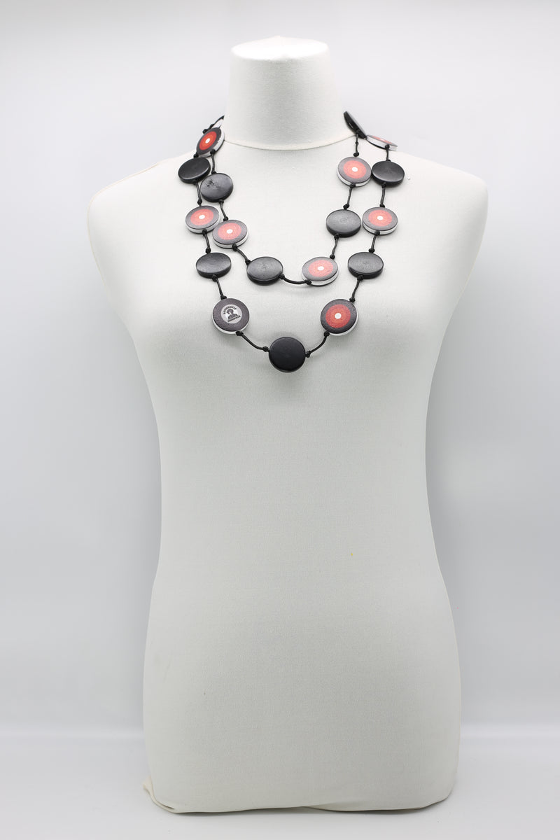 Jimi Hendrix Recycled Wooden Disks Neckace 5 Strand - Jianhui London