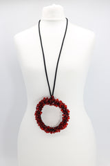 Big round pendant Crystal on cotton cord Necklace