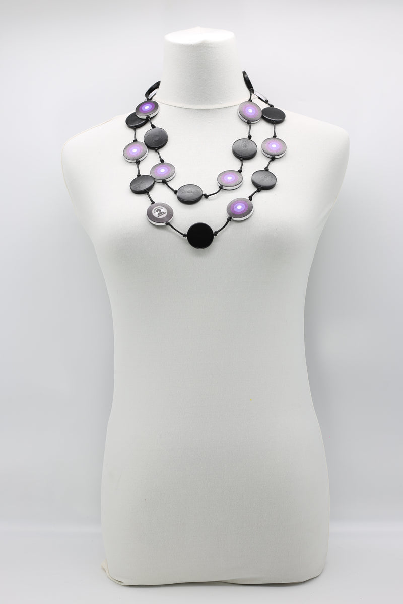 Jimi Hendrix Recycled Wooden Disks Neckace 5 Strand - Jianhui London