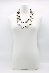 Single strand 2x2 cm Recycled wood square necklaces - hand gilded