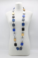 RECYCLE WOOD SQUARE NECKLACE - MULTICOLOUR