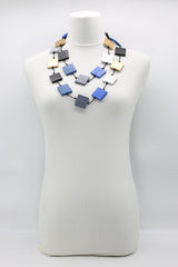 RECYCLE WOOD SQUARE NECKLACE - MULTICOLOUR