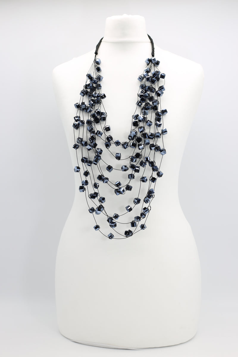 Crystal Cubes on Fishing Wire Necklaces - Medium
