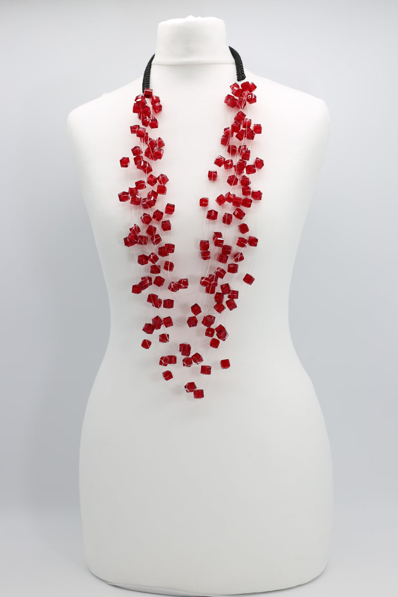Crystal Cubes on Fishing Wire Necklaces - Medium