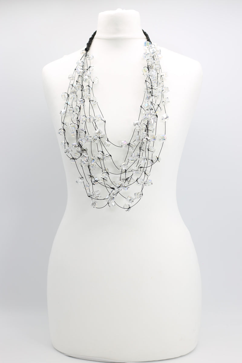 Crystal Cubes on Fishing Wire Necklaces - Medium