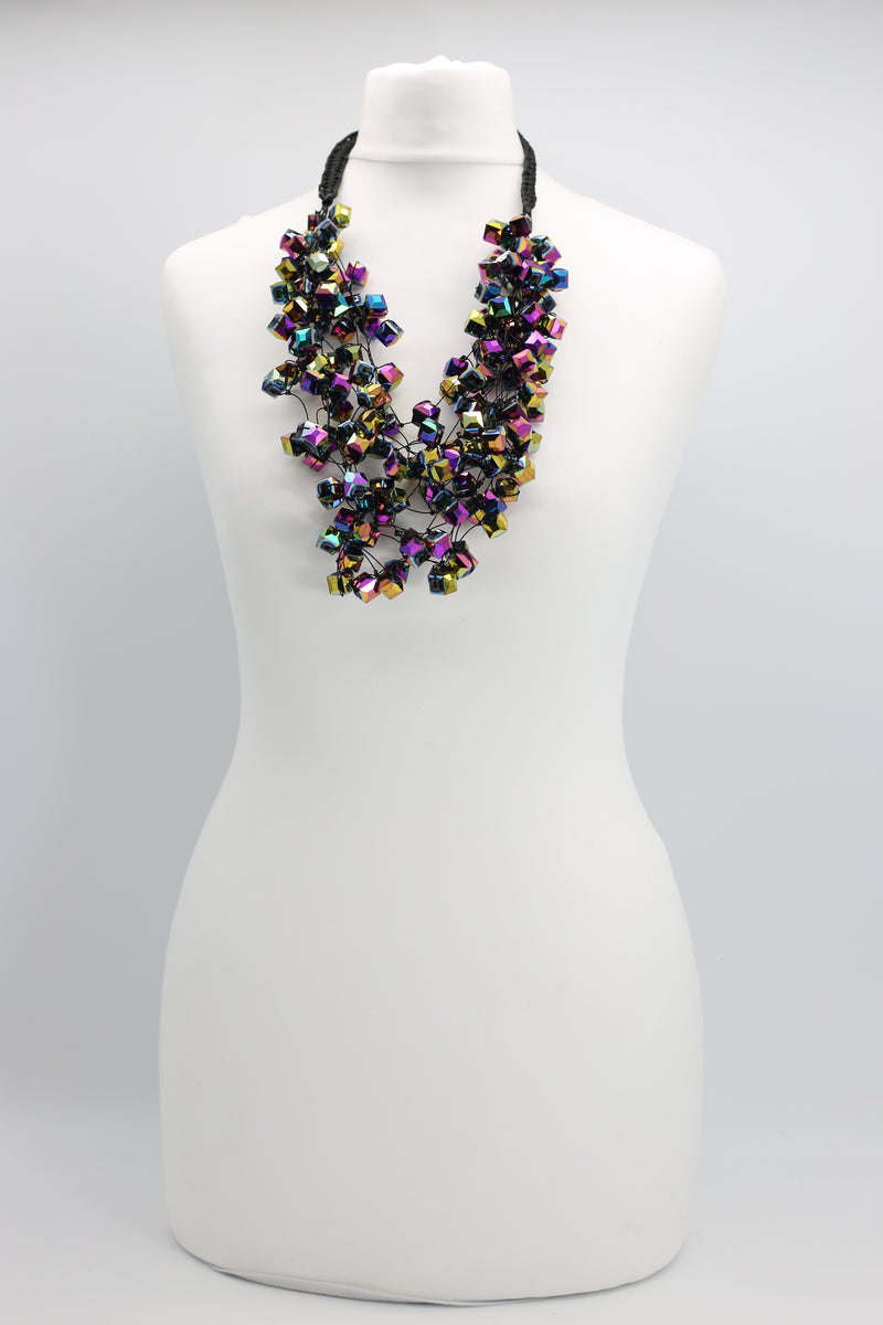Crystal Cubes on Fishing Wire Necklaces - Medium