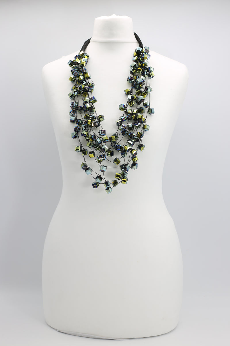 Crystal Cubes on Fishing Wire Necklaces - Medium