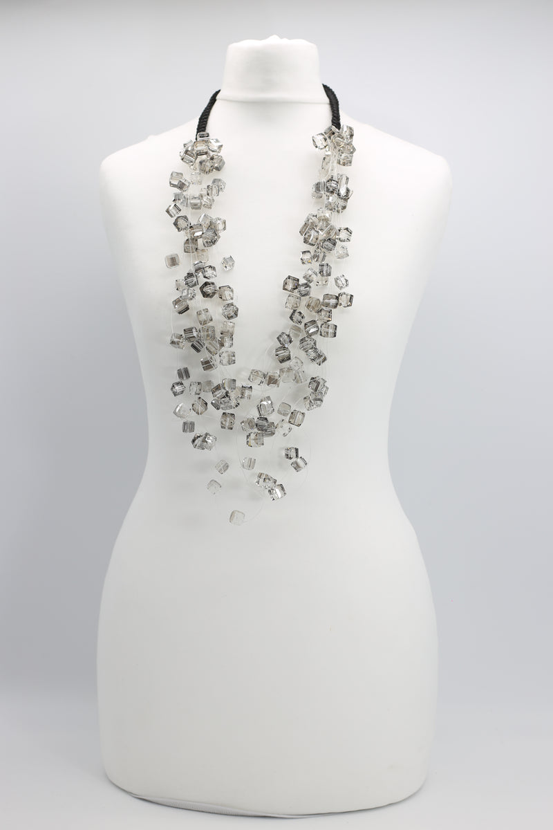 Crystal Cubes on Fishing Wire Necklaces - Medium