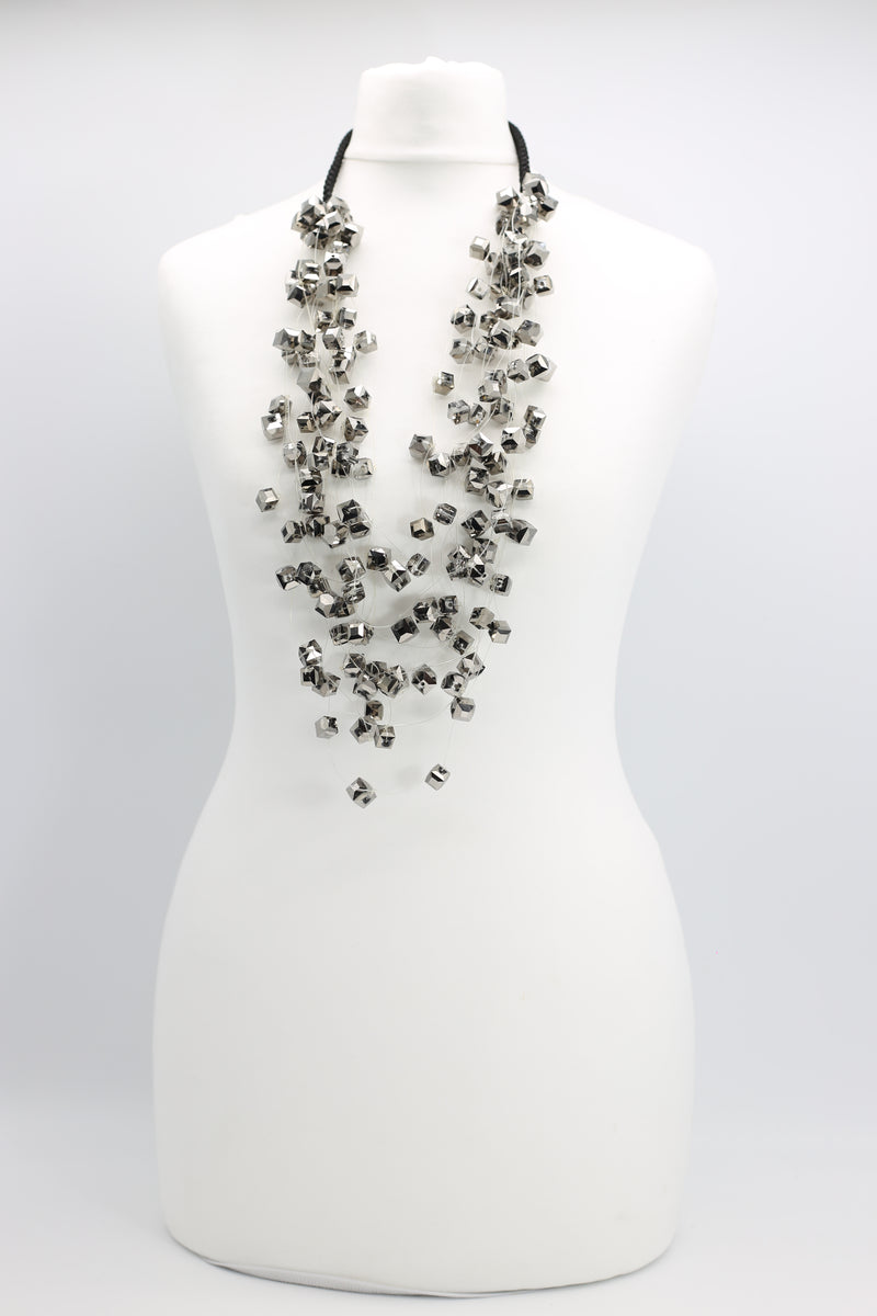 Crystal Cubes on Fishing Wire Necklaces - Medium