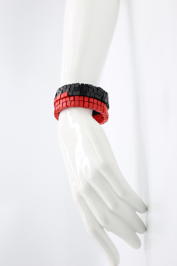 Pashmina Wooden Beads Snake Bracelet - Duo - Jianhui London