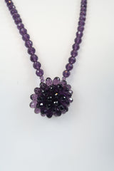 Vintage crystal flower pendant necklace - Long