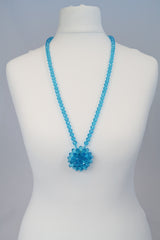 Vintage crystal flower pendant necklace - Long
