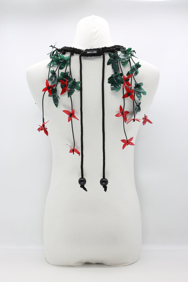 Recycled Plastic Bottles Daphne flower fringe necklace - Jianhui London