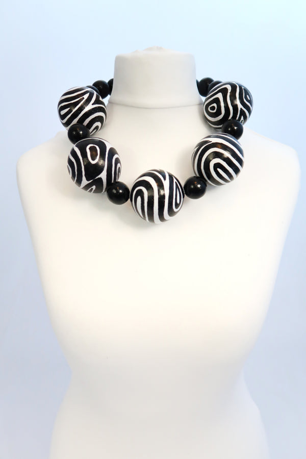 SUPER GIANT BEADS NECKLACES HANDMADE FROM RECYCLED WOOD
