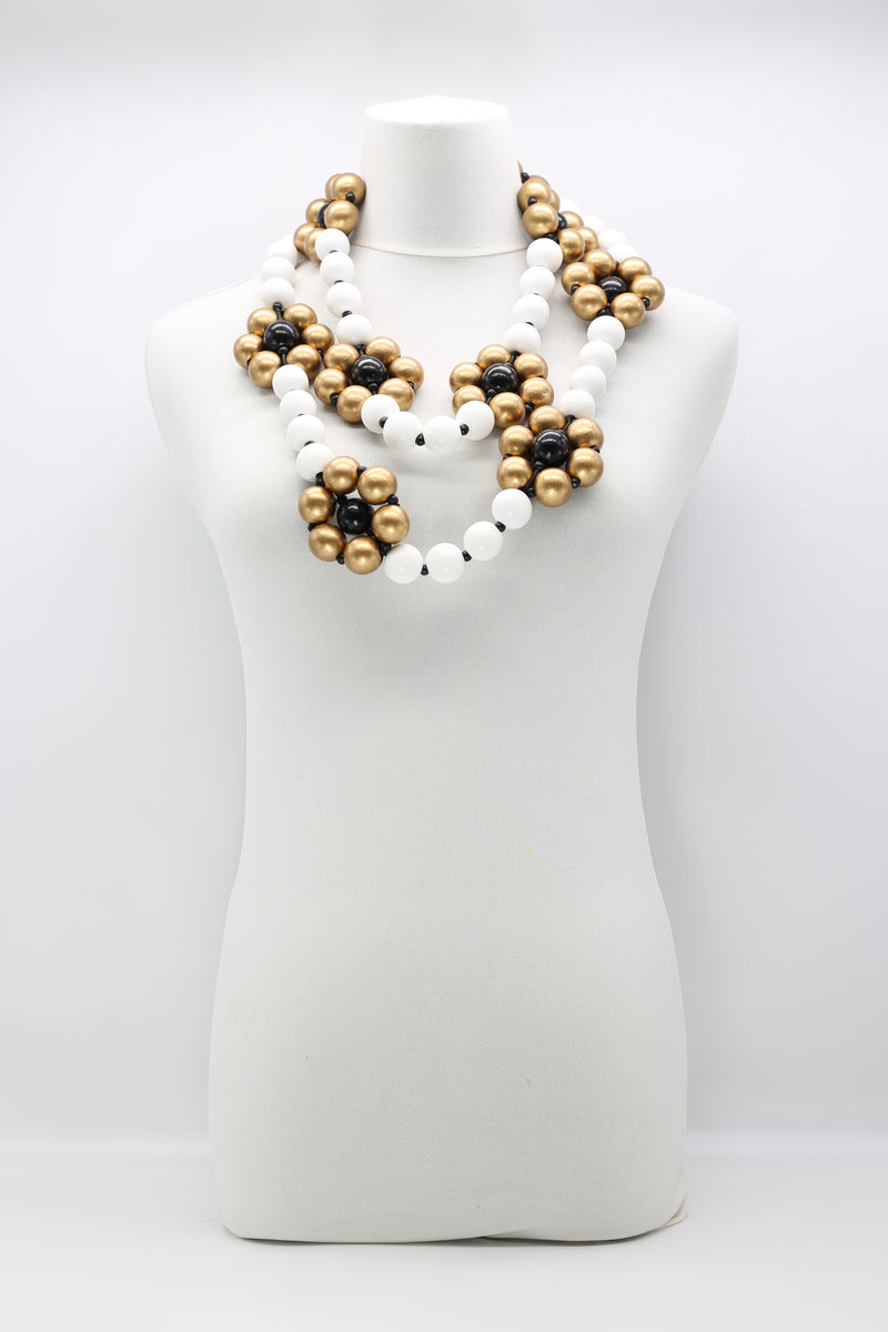 Recycled Wooden Beads Flower Necklace - Pre Order - Jianhui London