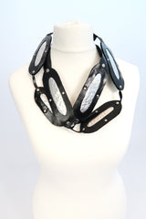 Bird's-nest fern necklace made from recycled leather and tin can- Long