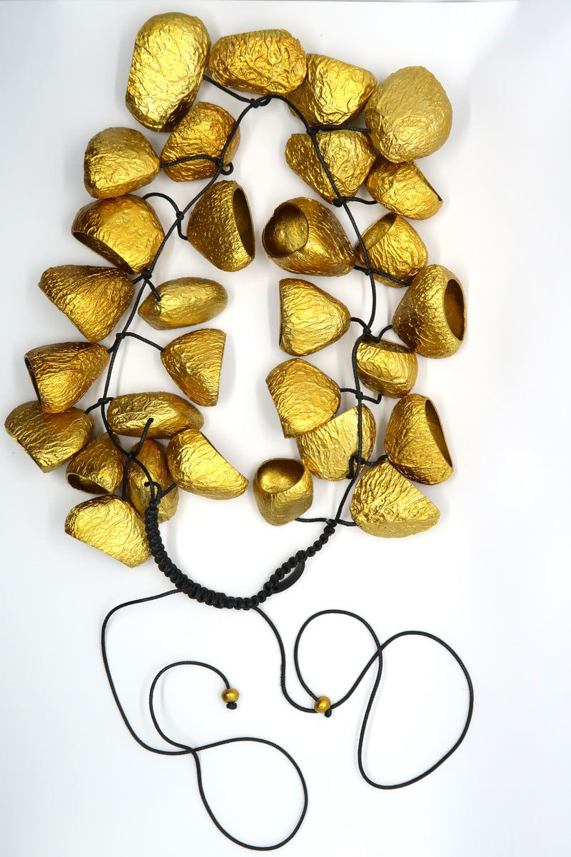 Sustainable Handmade bells necklace made from recycled seeds shells