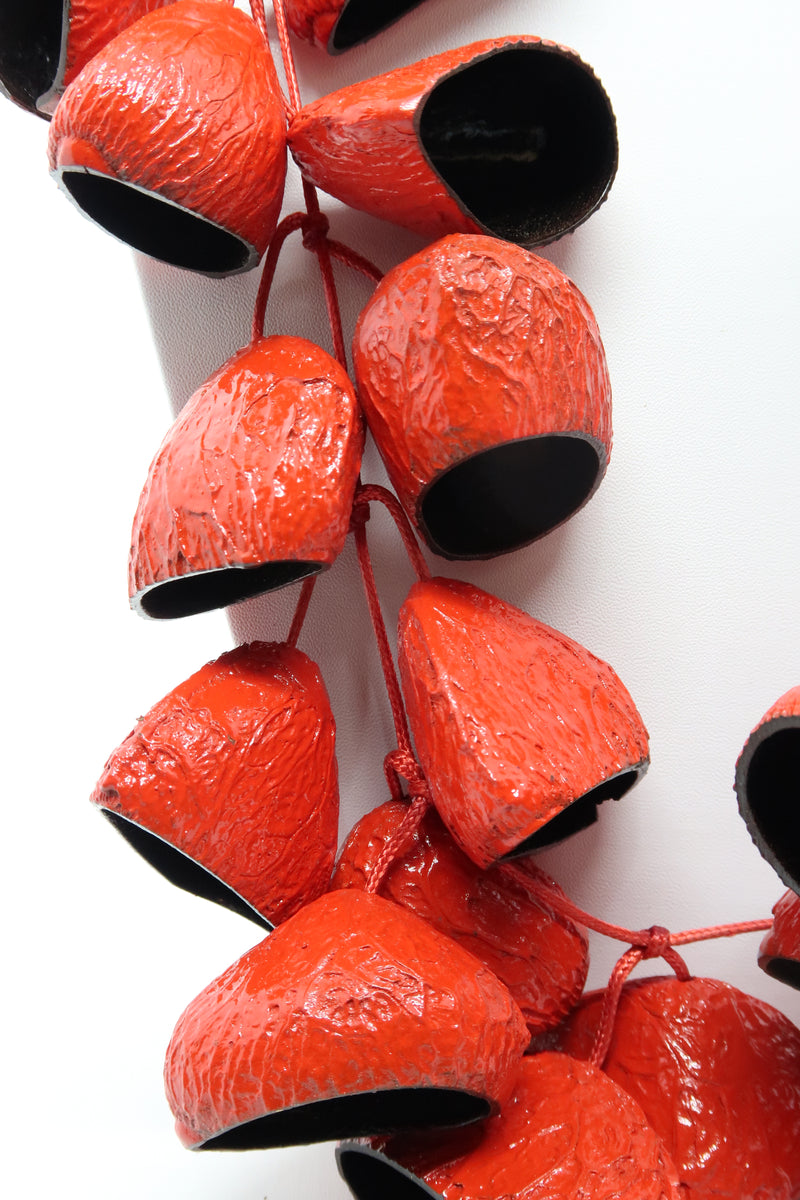 Sustainable Handmade bells necklace made from recycled seeds shells