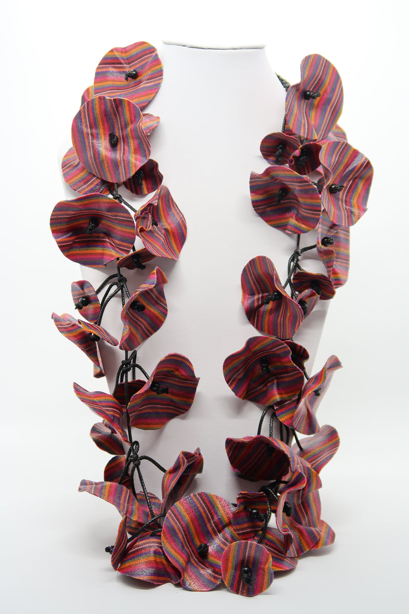 Handmade Recycled Fabric Lotus Leaves Neckalce