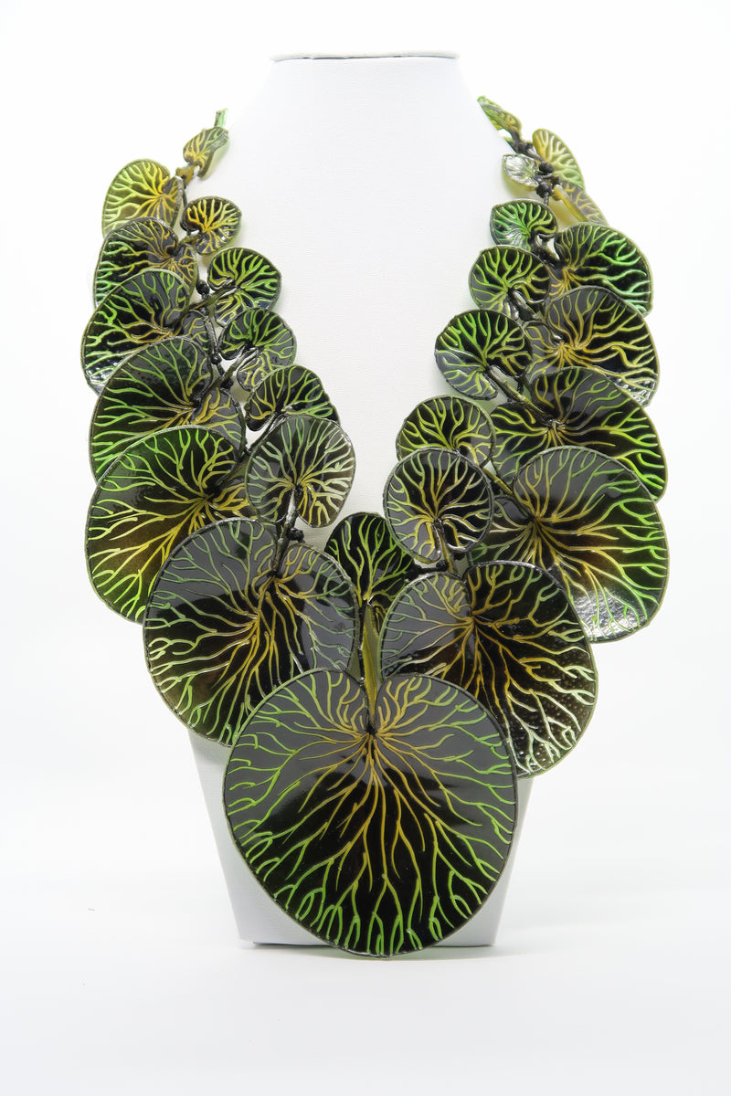Coccoloba leaves Necklace made from recycled plastic water bottles