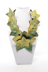 Water Lily Flower Statement Necklace – Handmade Sustainable Jewelry - Upcycled coconut shells