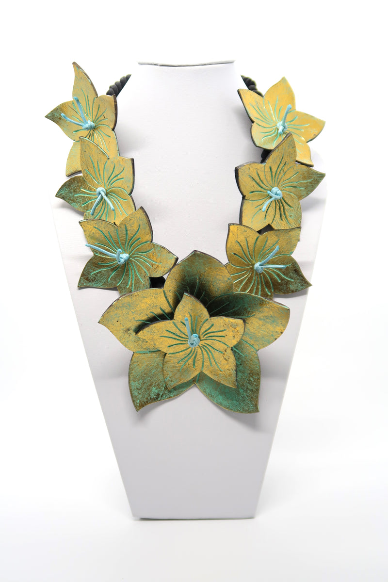 Upcycled Coconut shell small water lily necklace
